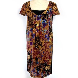 Maeve Silk Floral Black Short Sleeve Women's Shift Dress